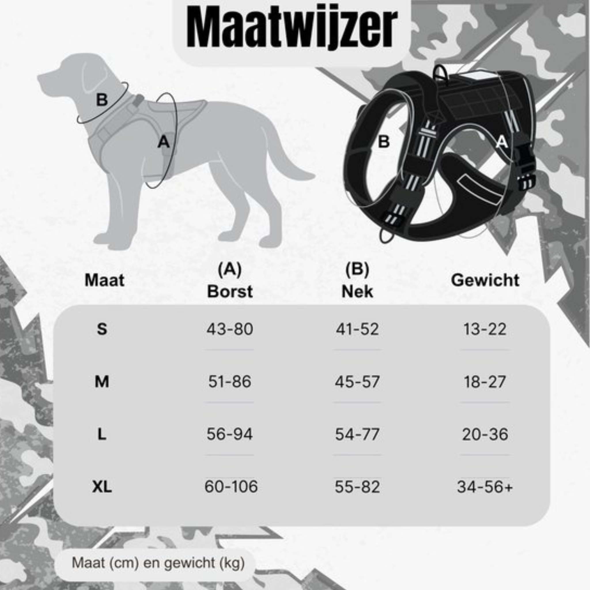 Wandelharnas Hond Maatwijzer