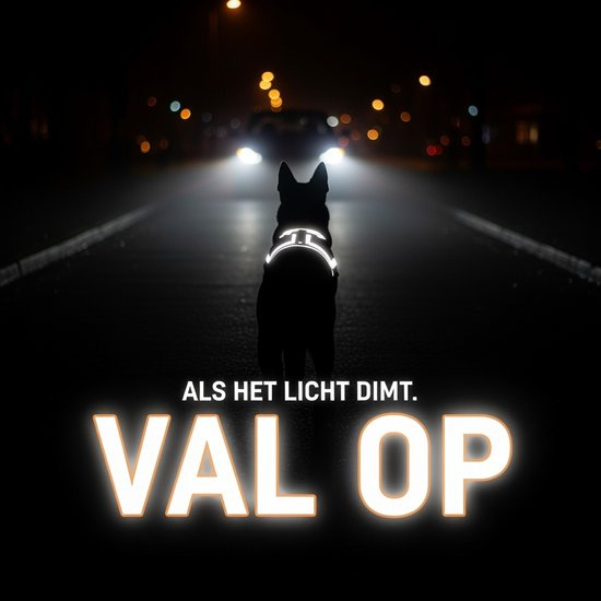 Harnas Honden Val op in het donker