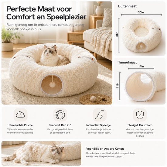 Kattentunnel BOTC Creme Perfect afmetingen